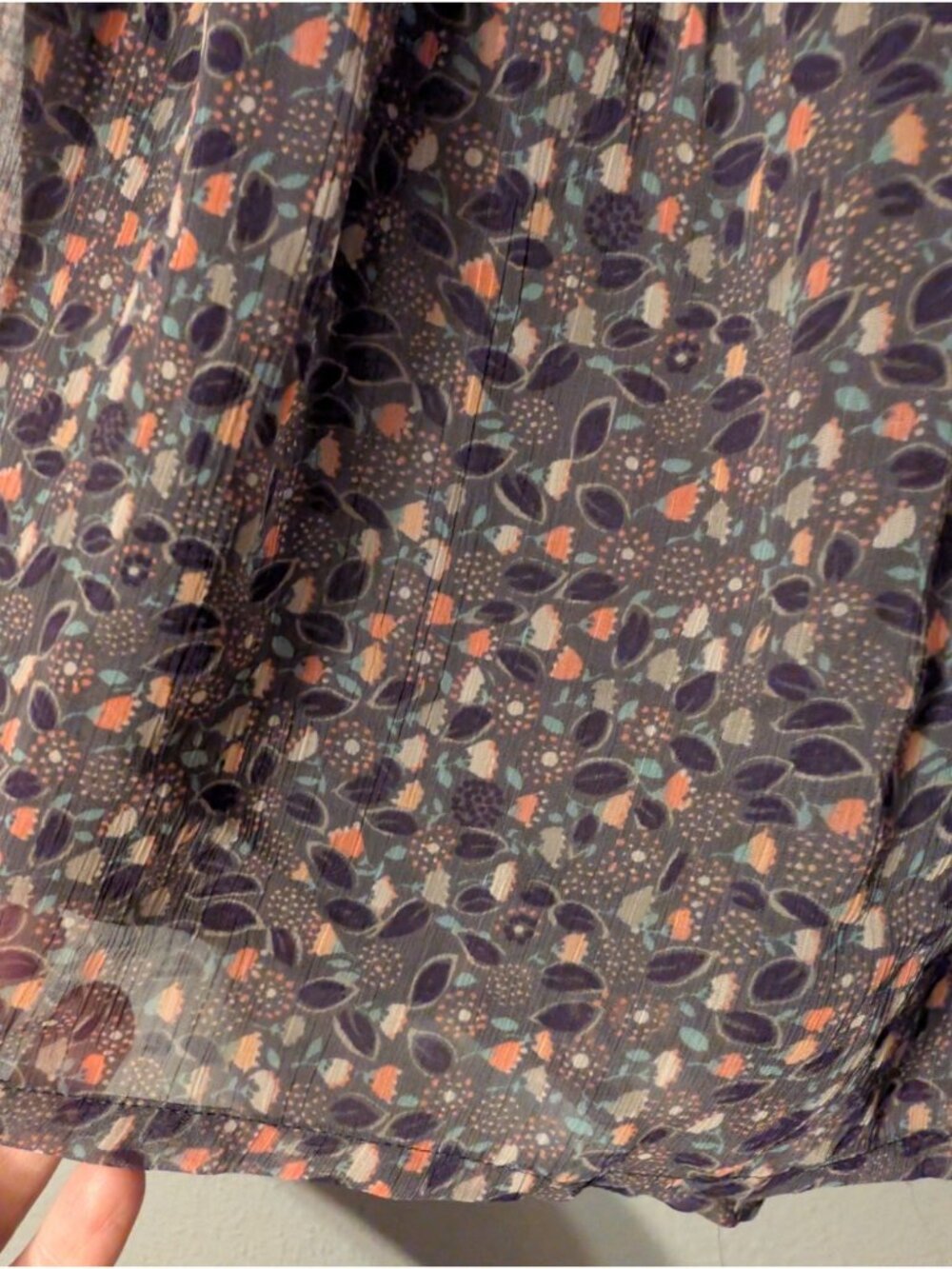 American Eagle Tiered Ruffle Tie Waist Floral Mini Skirt Dark Gray Boho XS - Picture 4 of 7